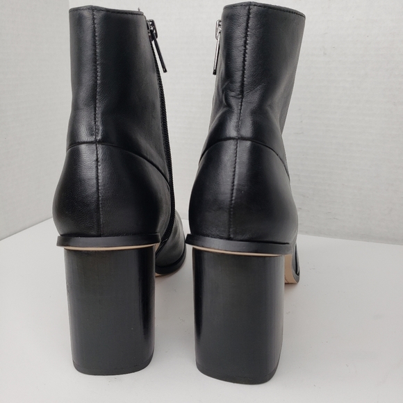 Sarto Vallah Black Leather Square Toe Booties - Picture 4 of 11